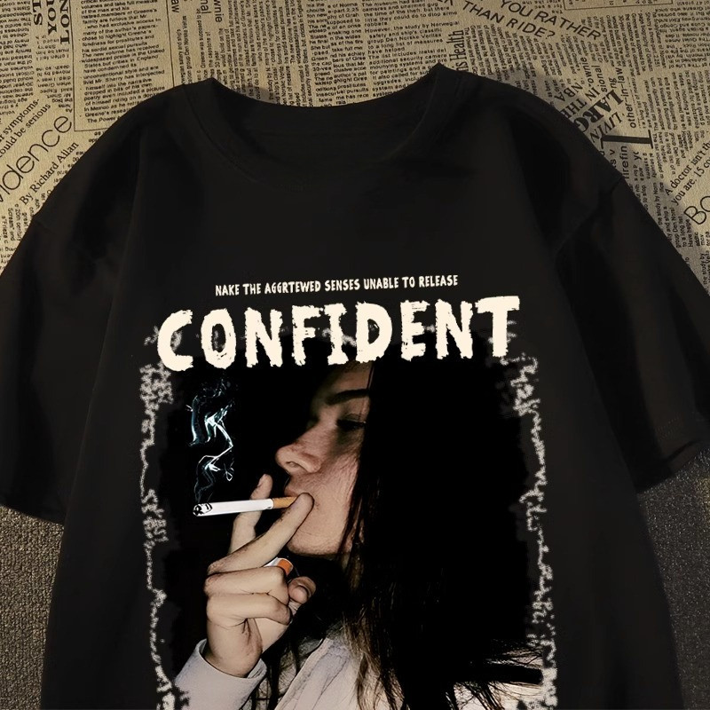 Ready Stock New Attitude Street Hip Hop Style Short Sleeve T-shirt top Plus Size Printed Unisex