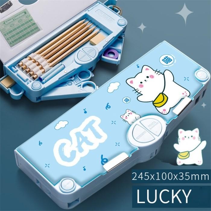 

[New Arrival] Kotak Pensil/Tempat Pensil Anak Multifungsi Motif Lapisan Ganda Lucu - 6