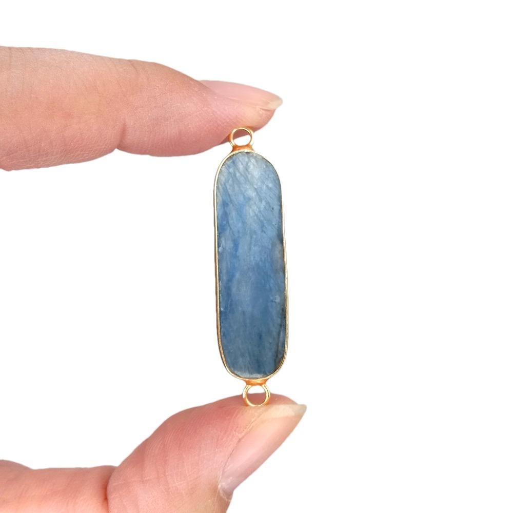 

5 Pcs Bezel Set Blue Kyanite Beads Connector Spacers DIY Jewelry Findings