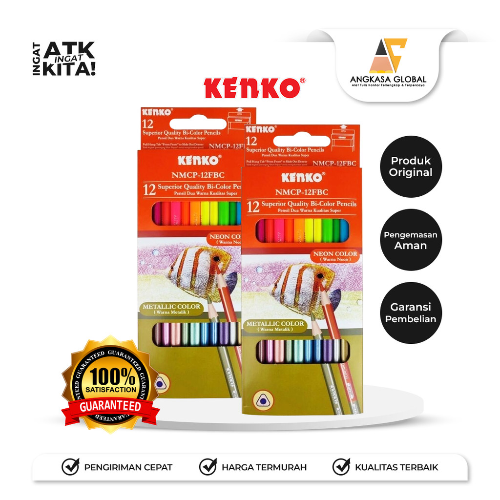 

KENKO 12 BI-PENSIL WARNA/ BI-COLOR PENCIL NEON + METALLIC NMCP-12FBC (1SET)