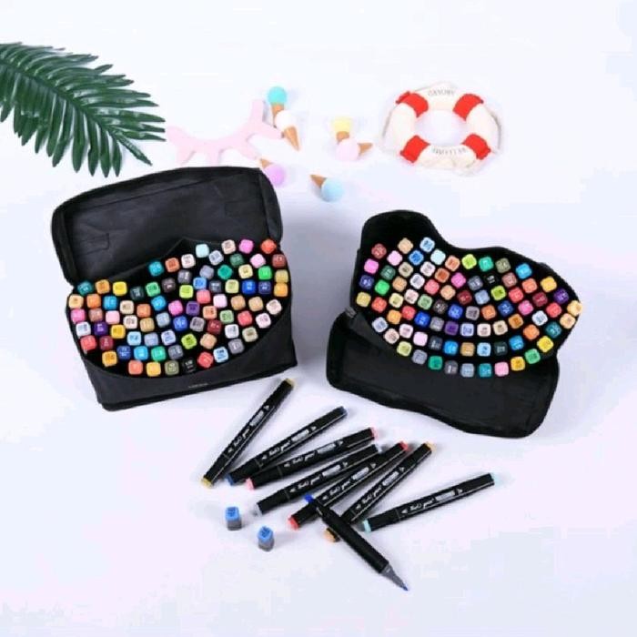

TERLARIS! Touch marker art spidol sketsa 24 36 48 60 80 Hitam Pen - 60 psc