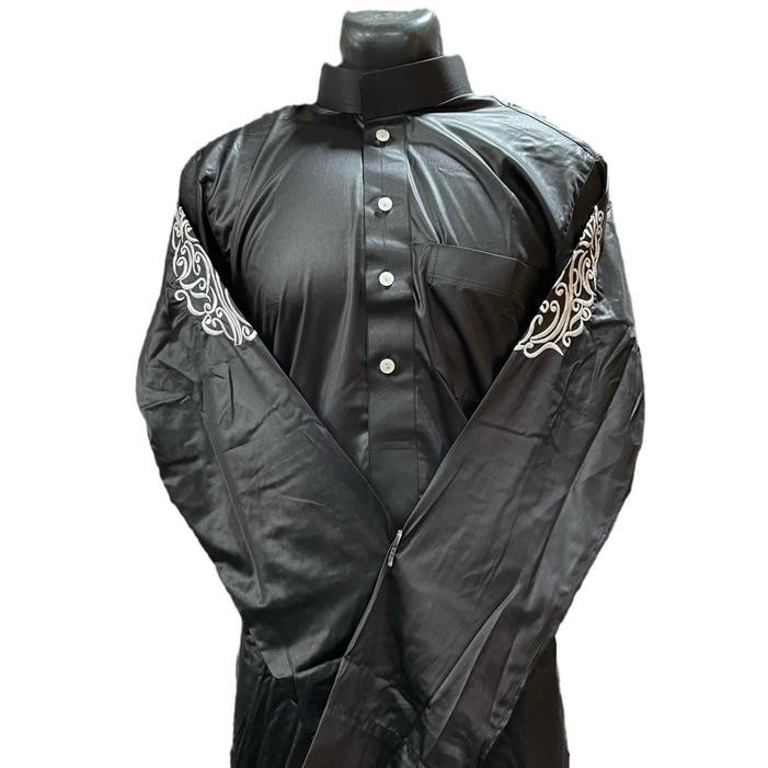 Gamis Haramain Mesir - Jubah Al-Haramain Bordir Lengan - Hitam, 50