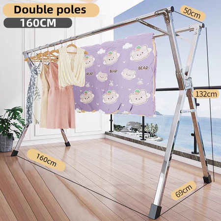 【OKEEY MEDAN 】Jemuran Baju Lipat Stainless Steel - Jemuran Pakaian 200cm Anti Karat & KuatMDN