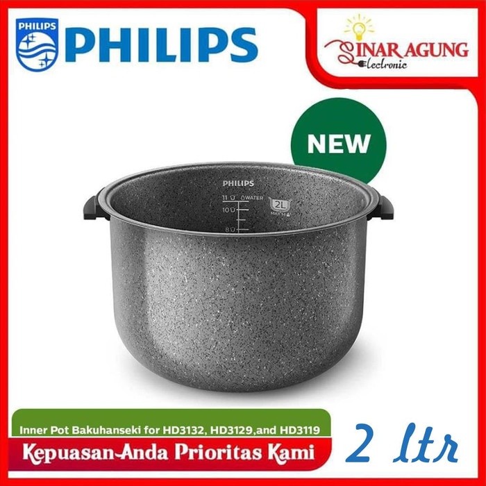 PHILIPS HD3110/33 Inner Pot 1,8L Bakuhanseki for HD3132/ HD3129/ HD3119 Magic Com Kecil Digital Elek
