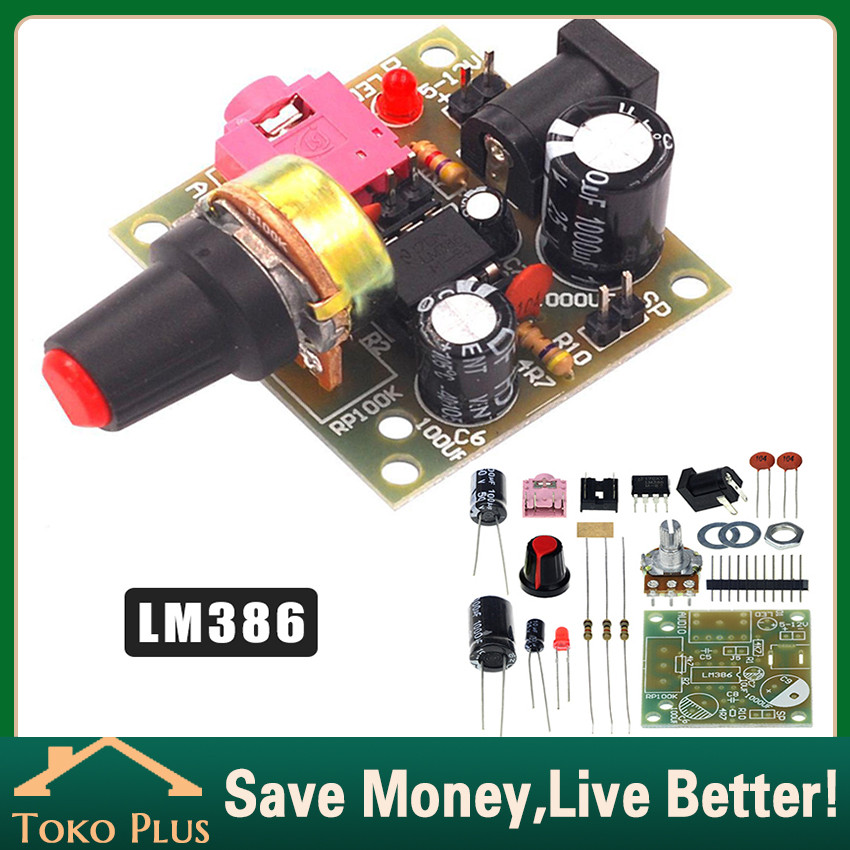 Paket Kit Power Amplifier Mini Lm386 with Potentio DC 3V-12V DC PASS AUDIO Power Amplifier