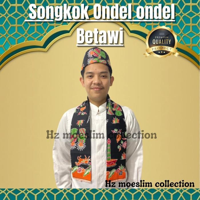 Peci/Kopiah/Setelan Songkok Dan Syall Cukin Ondel-Ondel Betawi - Hitam, 2