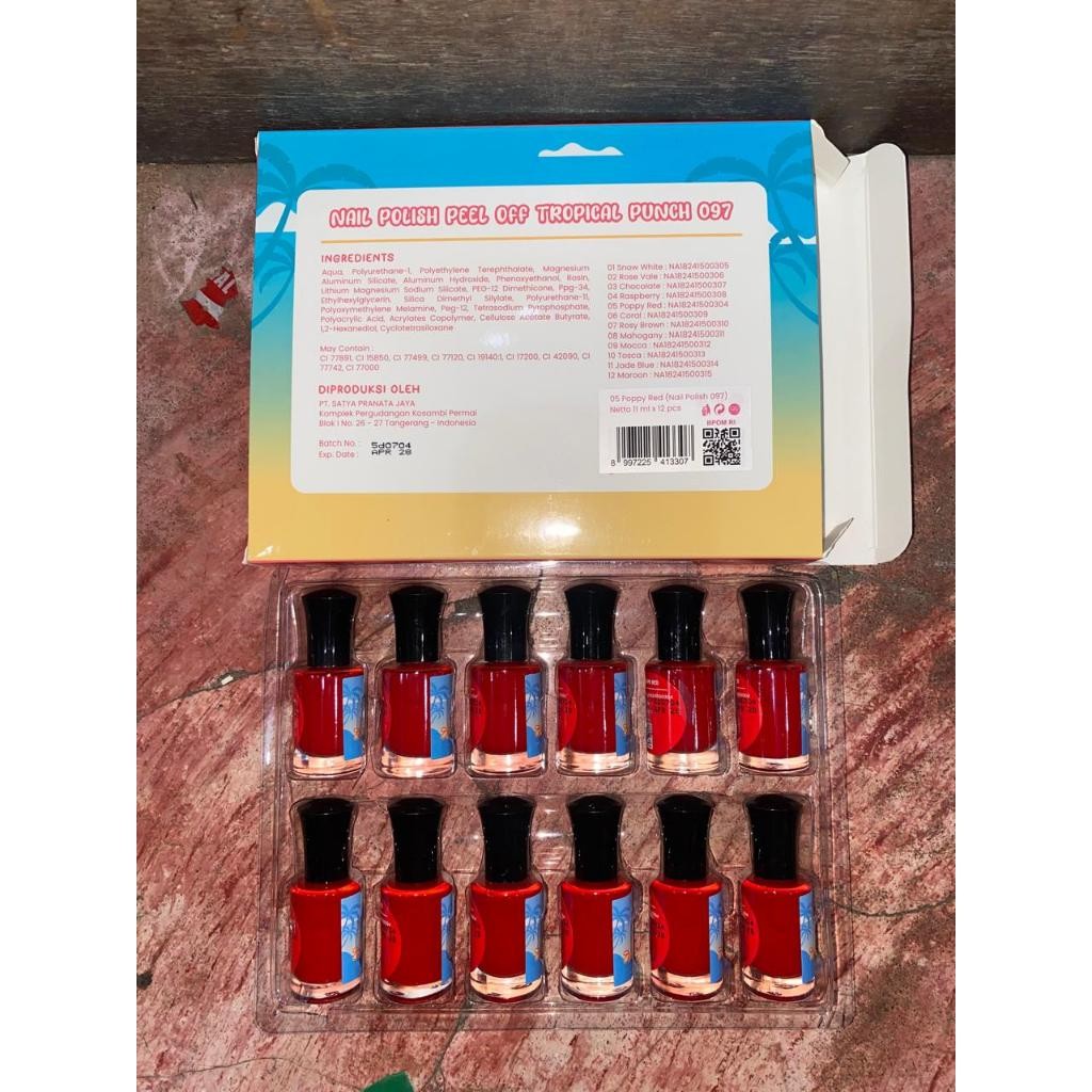 (Toserba 777)  KUTEK 097 05  POPPY RED MARIMAR / KUTEK PEEL OFF TAHAN LAMA / KUTEK MURAH/ CAT KUKU H
