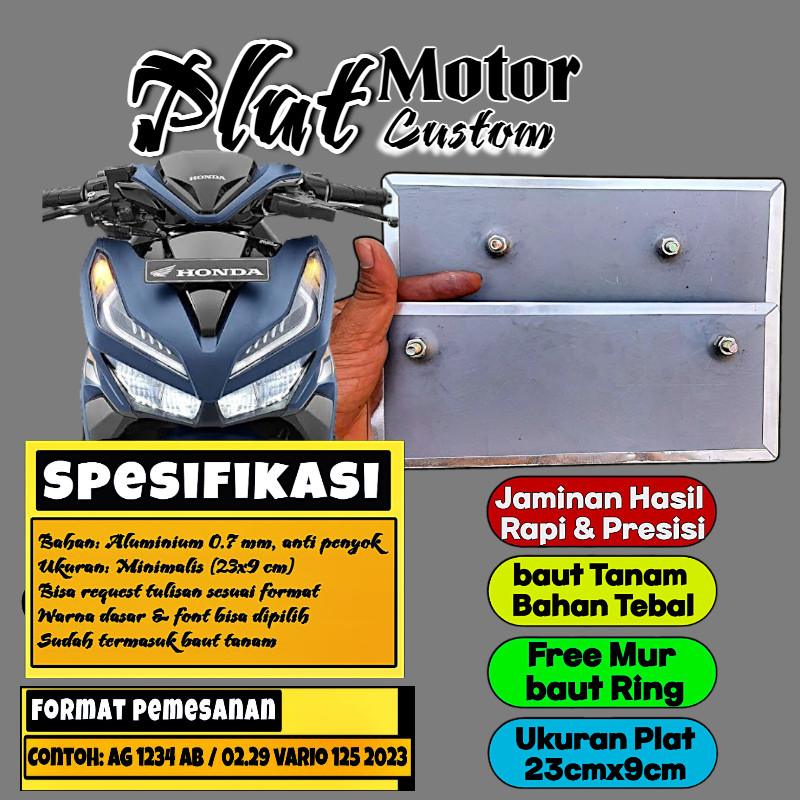 Plat Putih Bebas Custom