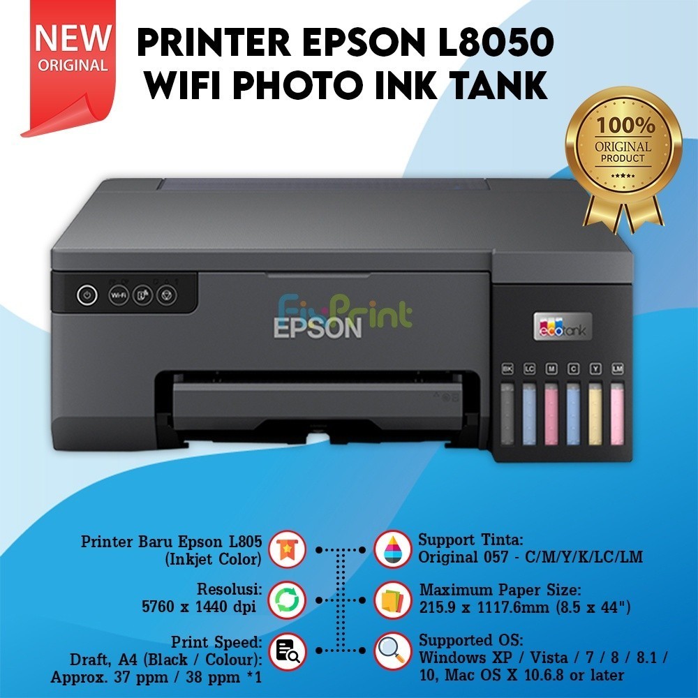 

Printer Epson L8050 WiFi Menggunakan 6 Warna Tinta 057 Photo Printer