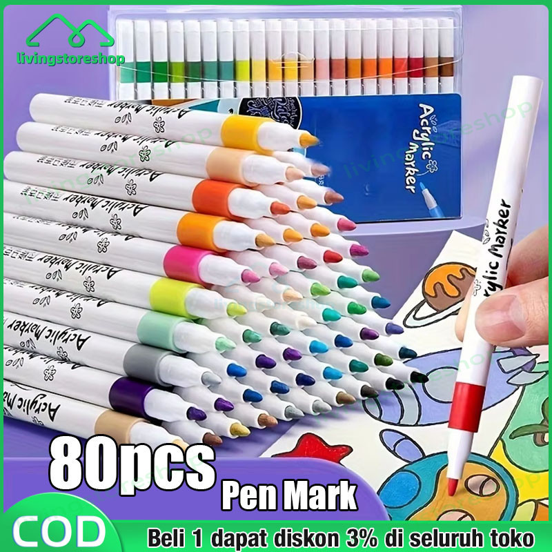 

24/36/48/60/72/80/96 Colors Akrilik Marker Set Spidol Akrilik Spidol DIY Painting Spidol Pastel Pulpen Diy Highlight Drawing Waena Baru