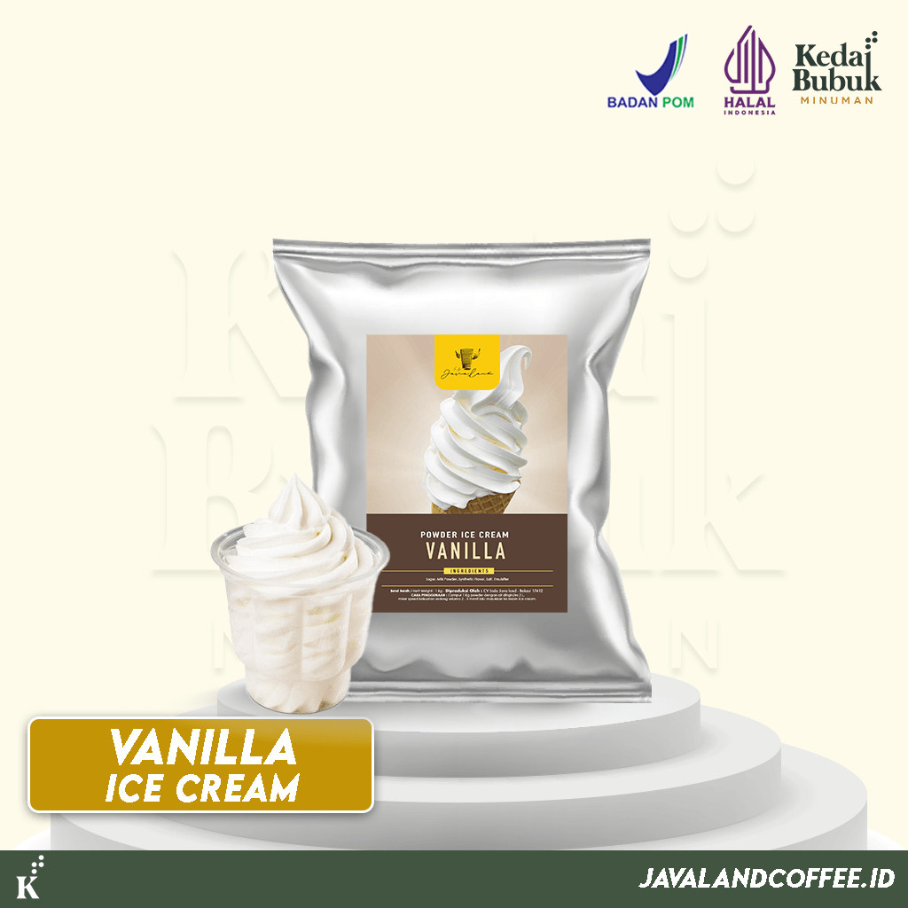 

Javaland Bubuk Ice Cream / Es Krim Rasa Vanilla 1Kg | Soft Ice Cream Powder murah