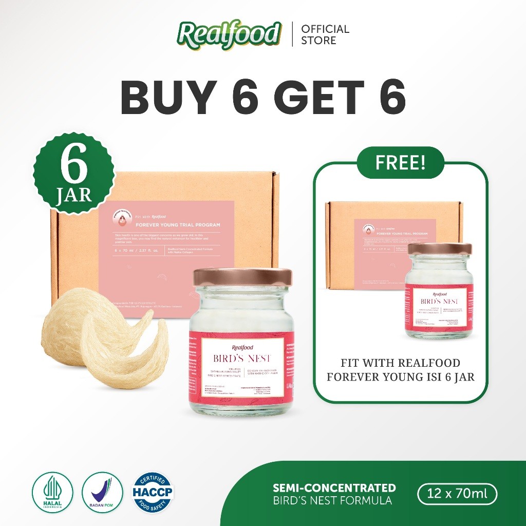 

BUY 6 GET 6, Realfood Forever Young Minuman Sarang Burung Walet dengan Kolagen