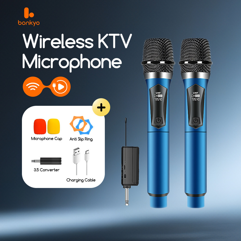 Bonkyo Mikrofon Bluetooth Profesional  Mic Wireless Bluetooth Microphone Mikrofon Nirkabel Profesion