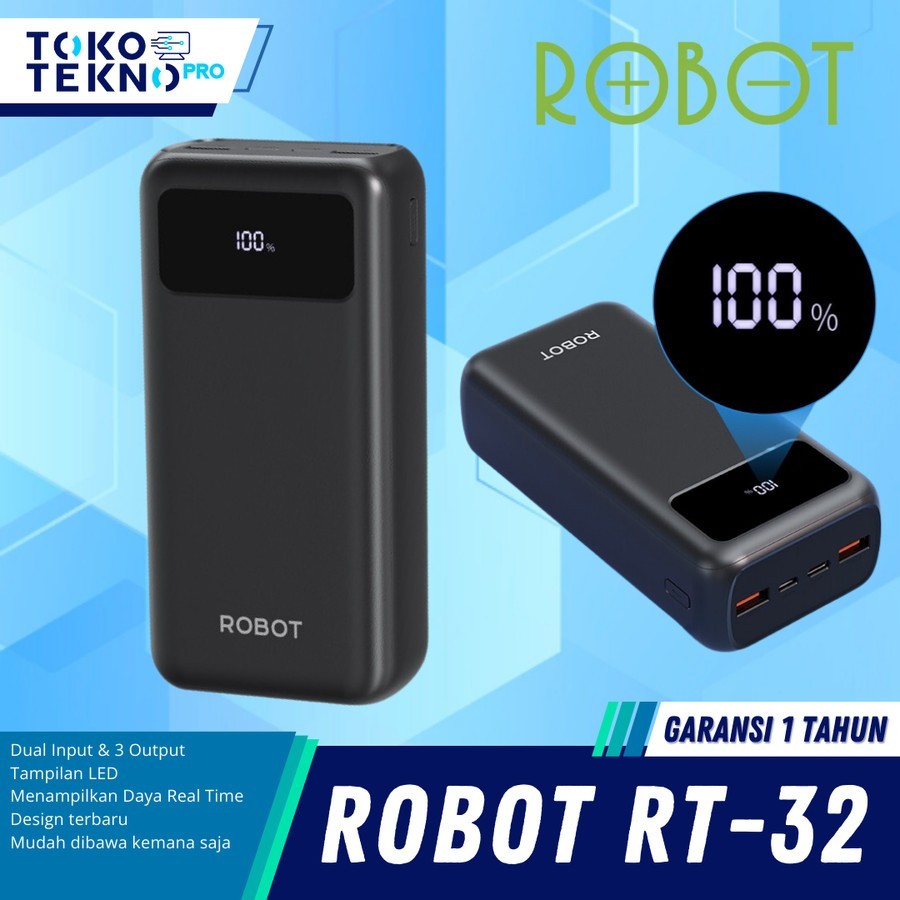 Robot RT32 / RT-32 Powerbank 30000mah Quick Charging Powerbank