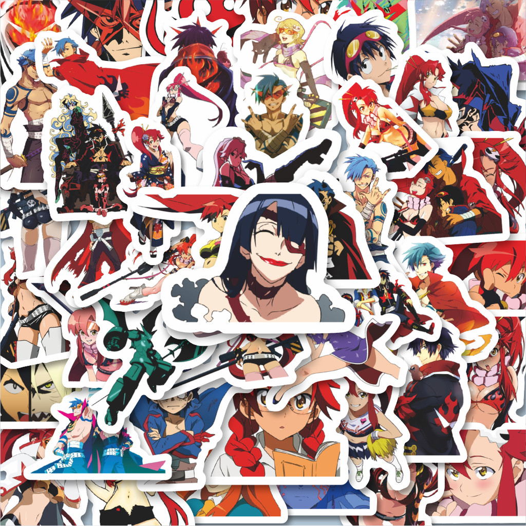 

100PCS Lucu Sticker Anime Tengen Toppa Stiker Aesthetic Stiker Anti Air Stikers Berperekat Waterproof sticker decal buat Motor Helm Buku Journal Koper Casing HP Laptop Botol Minum Hadiah anak