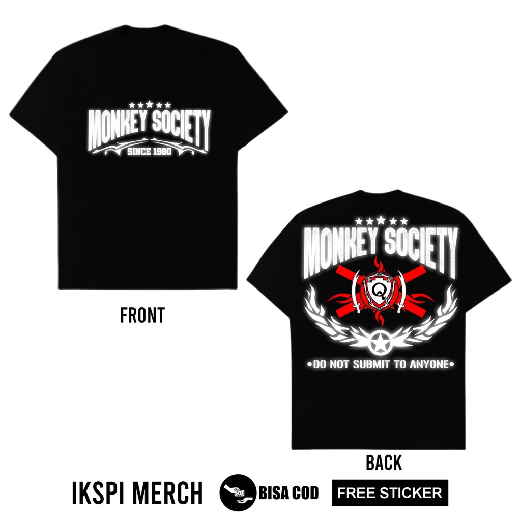 Kaos Distro IKSPI Kera Sakti  Monkey Society Sablon Reflektif By Ikspi Merch