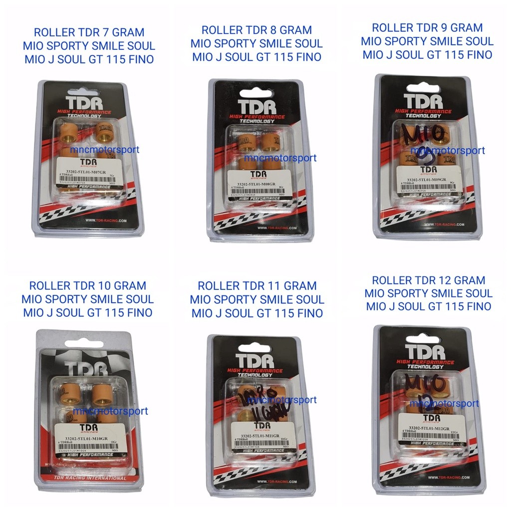 ROLLER CVT RACING TDR MIO SPORTY SMILE SOUL KARBU GT 115 FINO MIO J 7 8 9 10 11 12 GRAM