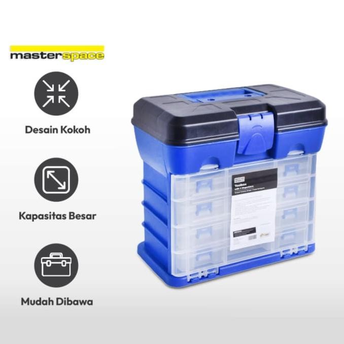 Kotak Perkakas Plastik Tools Box MASTERSPACE Utility Tools Box