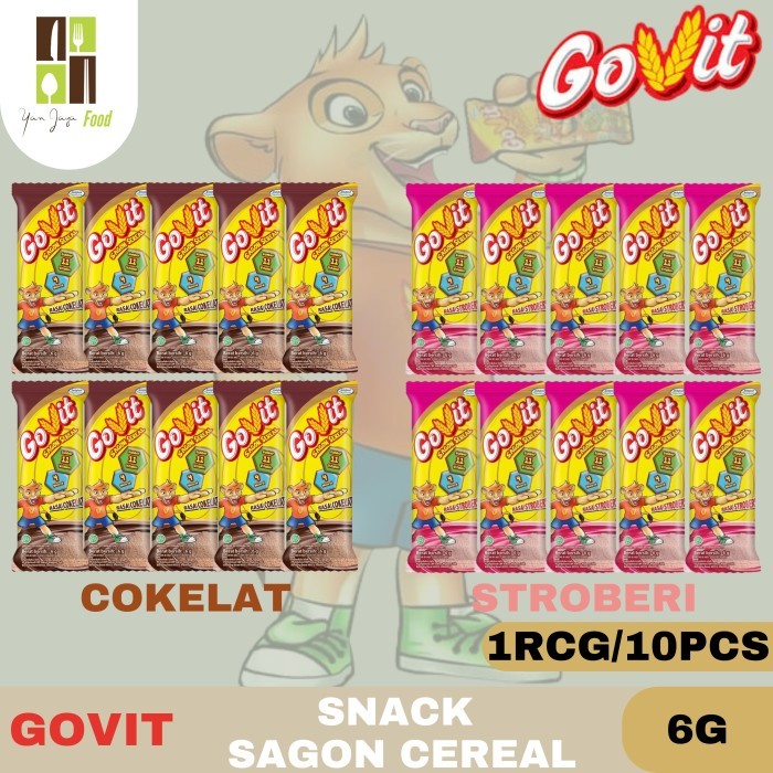 

Govit Sereal Sagon 6g - 1 RCG/10 PCS / Rasa Coklat / Rasa Strawberry / Snack / Cemilan / Sereal Bubuk