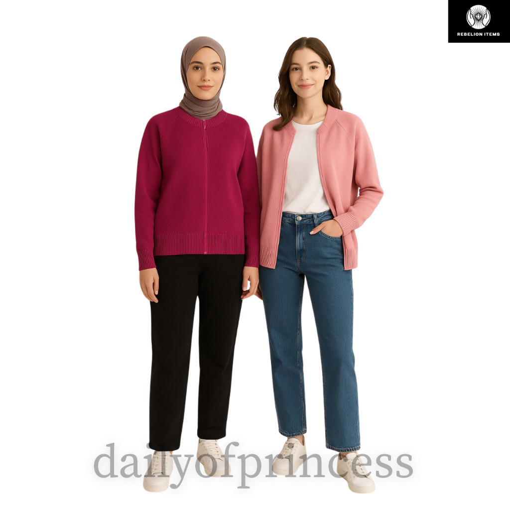 Dailyofprincess Ziva Jaket Wanita Rajut Resleting
