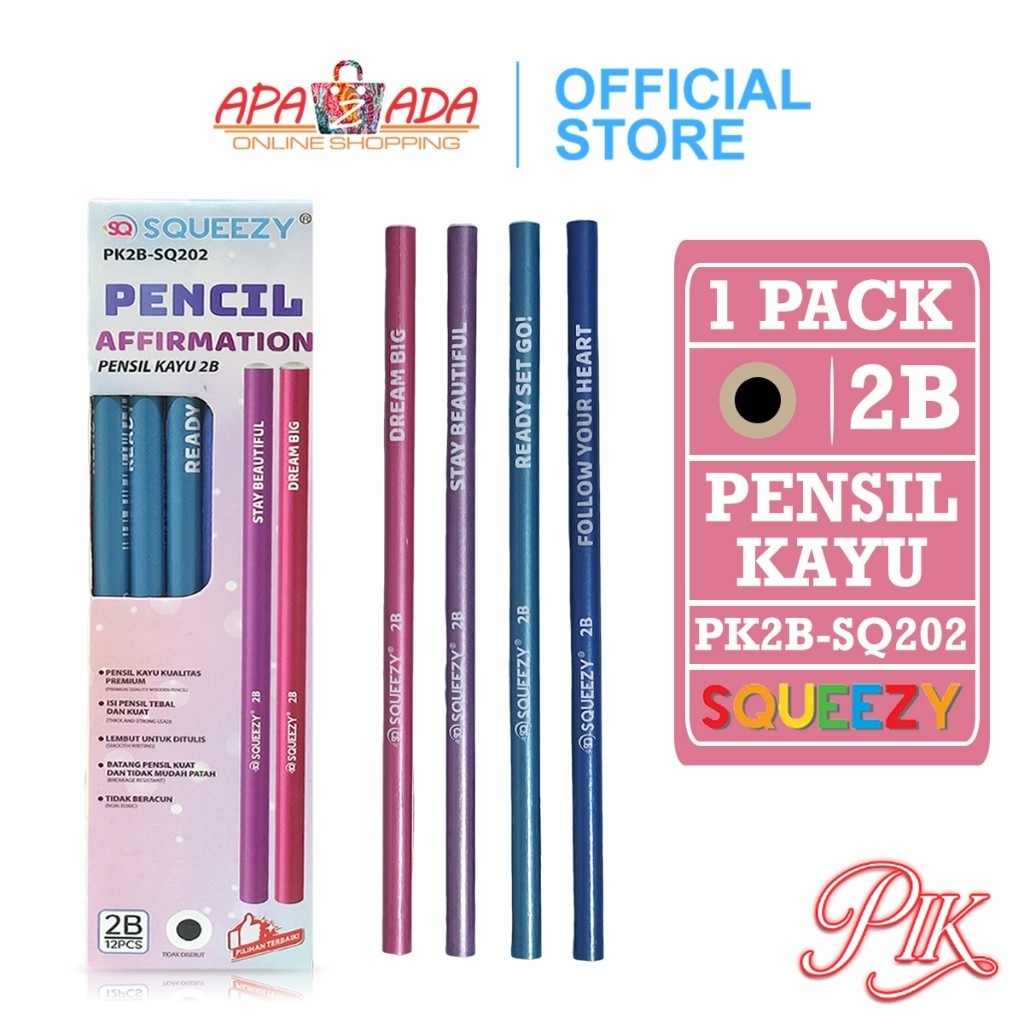 

Pensil 2B [1 Pack - 12 Pcs Pensil] / Pensil Squeezy Affirmation / Pensil Kayu PK2B-SQ202