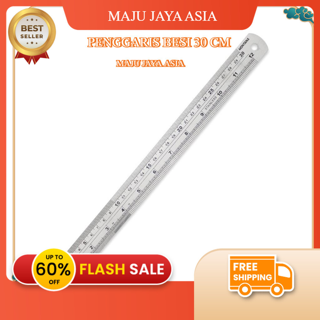 

GROSIR PENGGARIS BESI 30 CM / STAINLESS STEEL RULER / HARGA PER 1 PCS