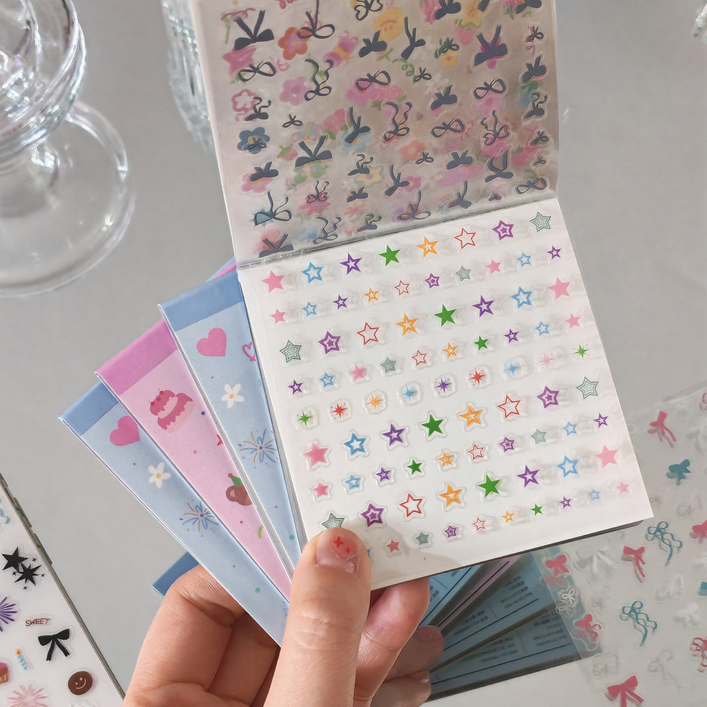 

24sheets Kawaii cartoon mini die-cutting PET decorative sticker book DIY handmade scrapbook nail stickers aesthetic stationery
