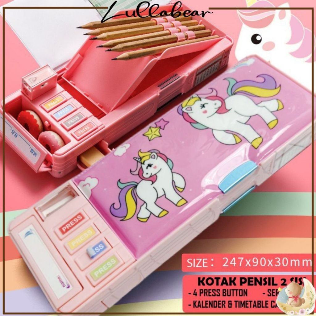 

LULLABEAR - TEMPAT PENSIL MAGNET KARAKTER 2 SISI / KOTAK PENSIL LACI SANDI DENGAN RAUTAN / KOTAK PENSIL MAGNET MURAH