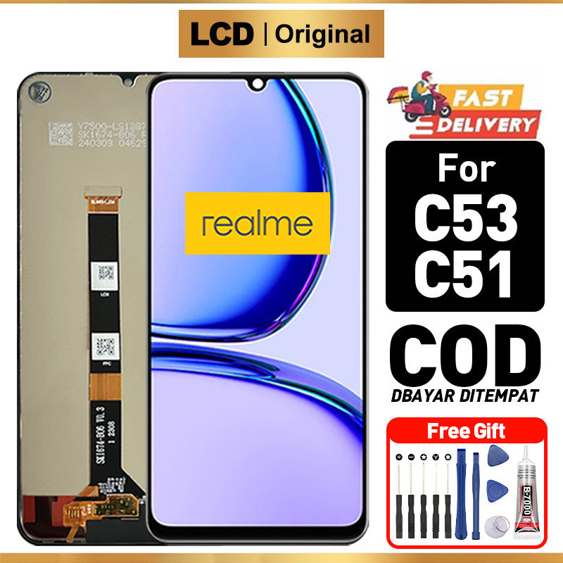 LCD Realme C53 C51 Original Touchscreen hp Fullset Asli Ori Compatible For Glass Touch Screen Digiti