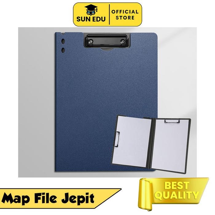 

ANDMA Map kertas 2 sisi A4 A3/ Clipboard with cover/ Map folder dokumen file Stationery box file tas berkas - Dark Blue Lipat