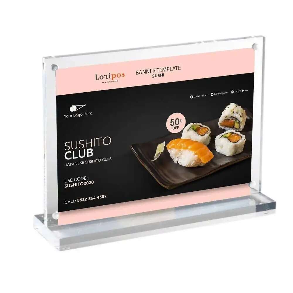 

A6 Acrylic Sign Holder With Magnets Horizontal T Style