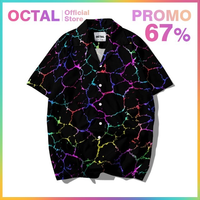 OCTAL - Kemeja Motif Pattern Pantai Printing Kasual Pria - Wanita KMP-0259