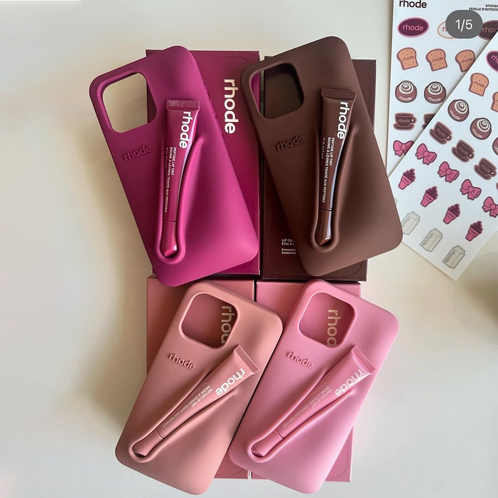 HOT Color Lipstick Silicone DIY Rhode Phone Case For iPhone 16 15 14 13 12 11 Pro Max Plus With Box 