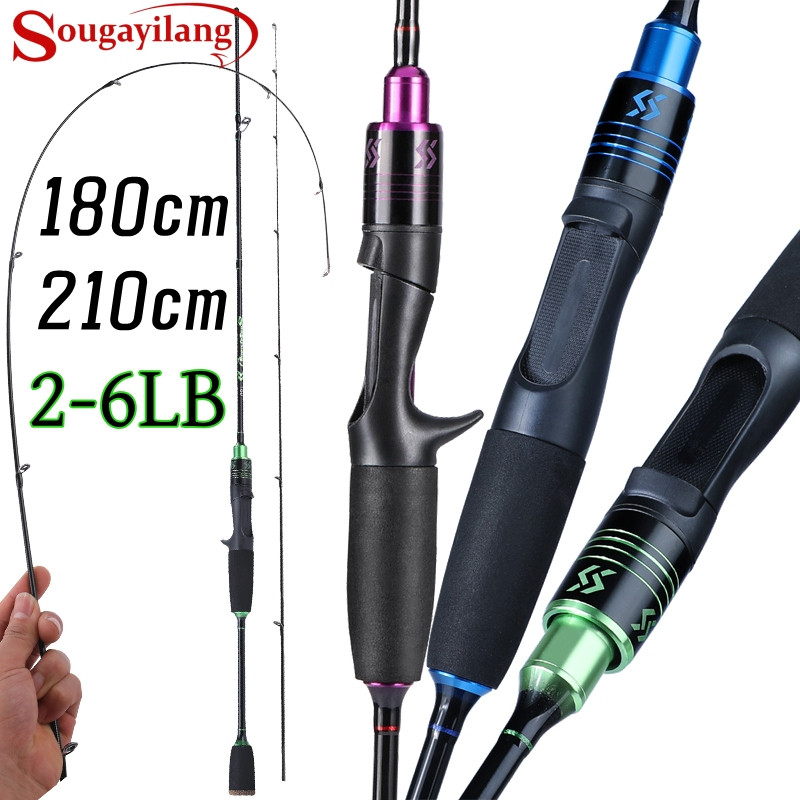 AXAYANSHOP Sougayilang Joran Pancing 1.8m 2.1m 2-6LB Lentur Carbon 2 Section Saltwater Freshwater Pa