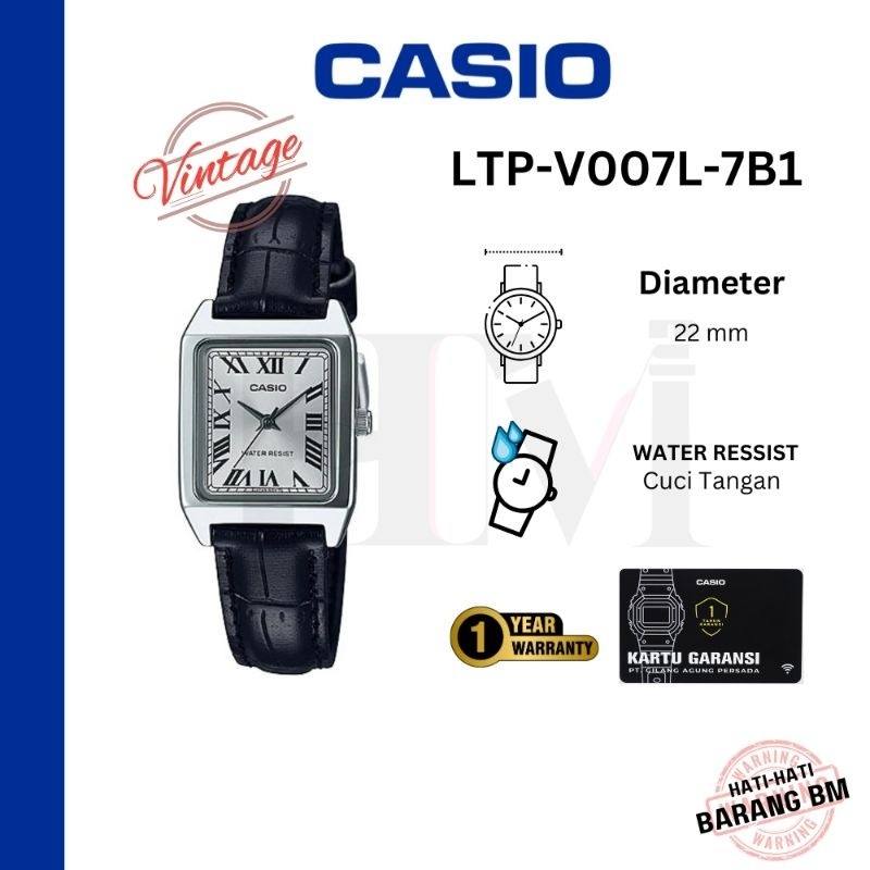 CASIO LTP-V007L-7B1UDF Jam Tangan Wanita Original Analog Kulit Antiair LTP-V007L-7B1 ltpv007
