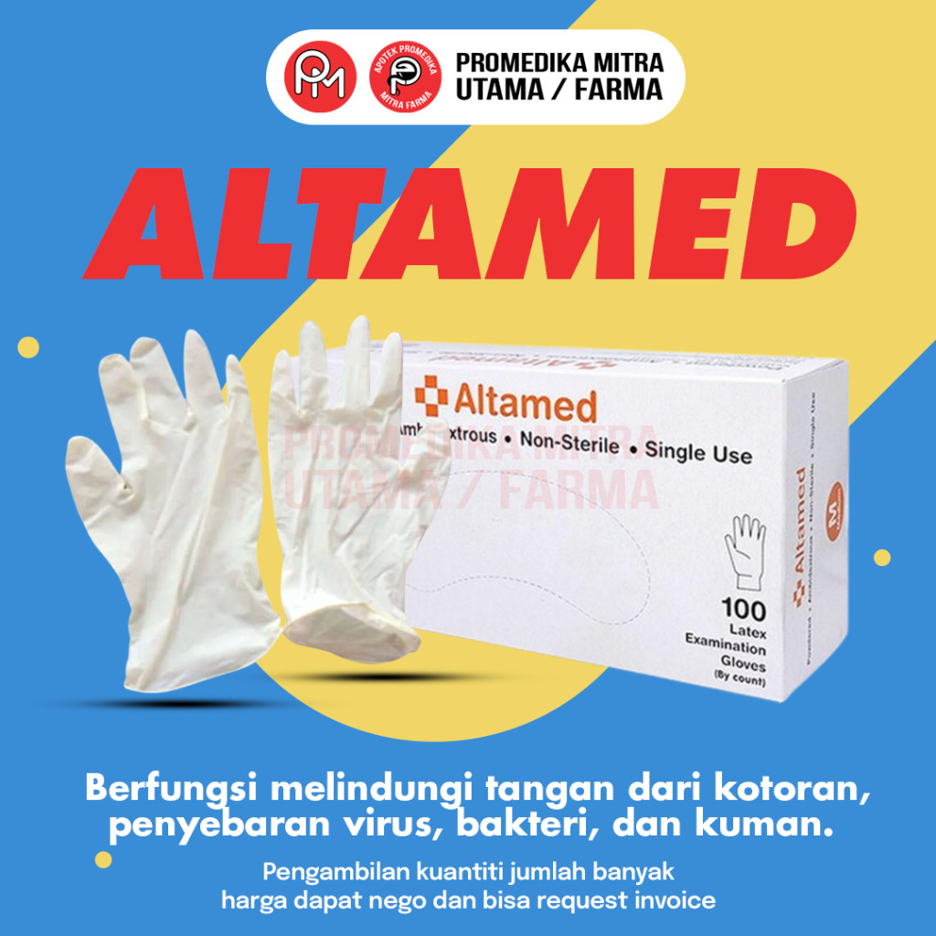 [BOX] Handscoon Altamed Latex Non Steril Powdered | Sarung Tangan Latex Altamed Non Steril Powdered
