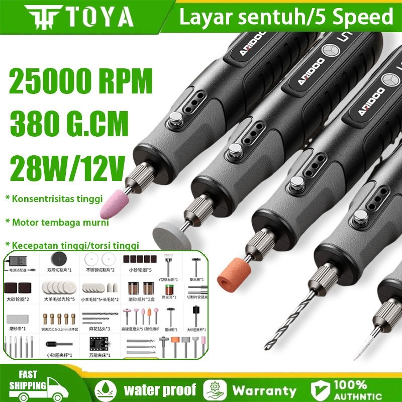 

TOYA Bor Mini 25000 RPM 28W/12V Mini Drill Electric Engraver Grinder Gerinda Electrik Listrik / Alat Ukir Kayu /Alat Amplas / Alat Pemotong
