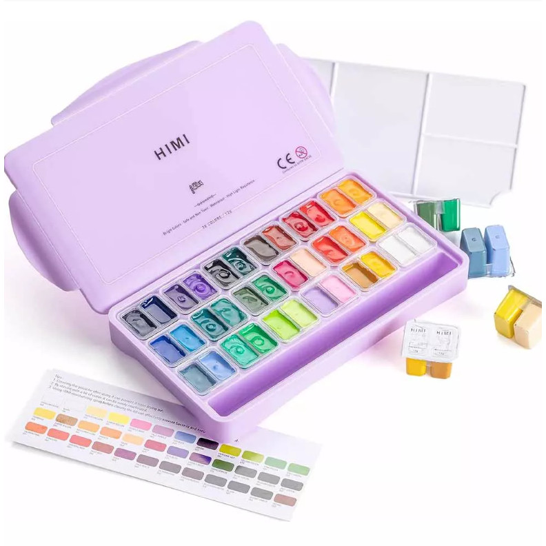 

MIYA HIMI Gouache Paint Set 12 G Isi 36 Warna - Cat Gouache Set 12 gr x 36 Colors Lukis Mewarna Anak