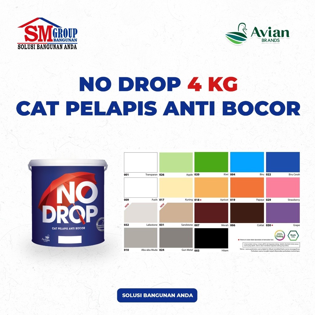 Cat Nodrop No Drop Pelapis Anti Bocor 4 Kg | NO DROP WATER PROOFING 4 Kg