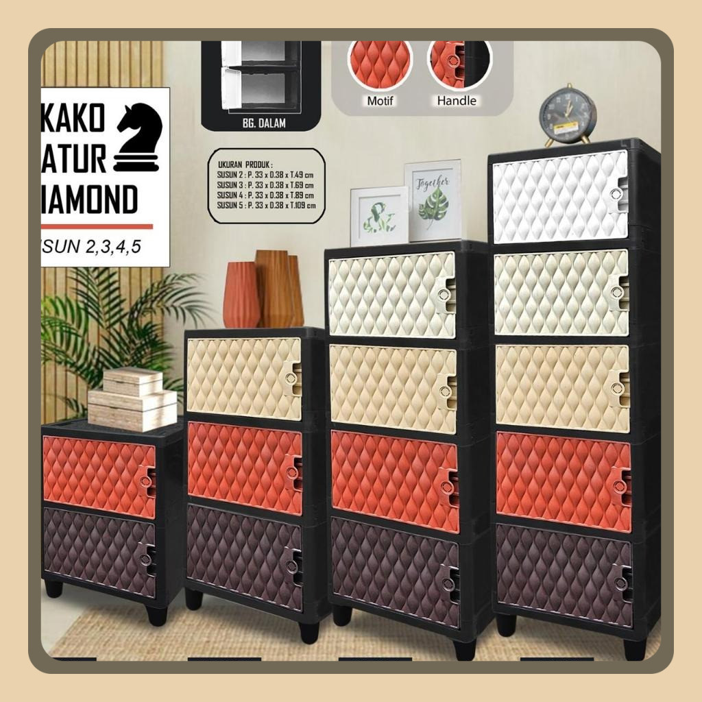 AKAKO - LEMARI PAKAIAN PLASTIK AKAKO SWING  "CATUR" NEW / KODE = CATUR