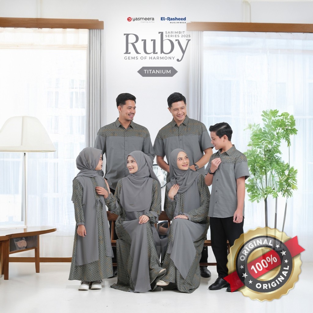 YASMEERA - Sarimbit RUBY SERIES - TITANIUM - Family Set Keluarga / Baju Lebaran Keluarga Muslim Mode