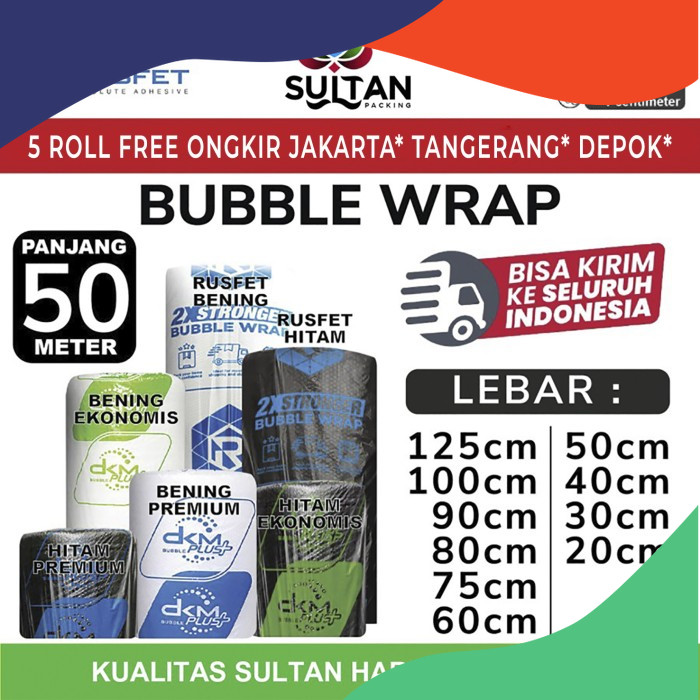

COD PLASTIK BUBBLE WRAP 125CM X 50M / BUBBLE WRAP DKM PLUS KUALITAS PREMIUM TERMURAH GROSIR HOTT
