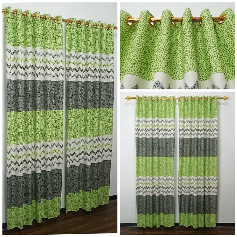 Hokichan Gorden Smokring Pintu Atau Jendela  MOTIF MINIMALIS ZIG ZAG ZIGZAG HIJAU MELON