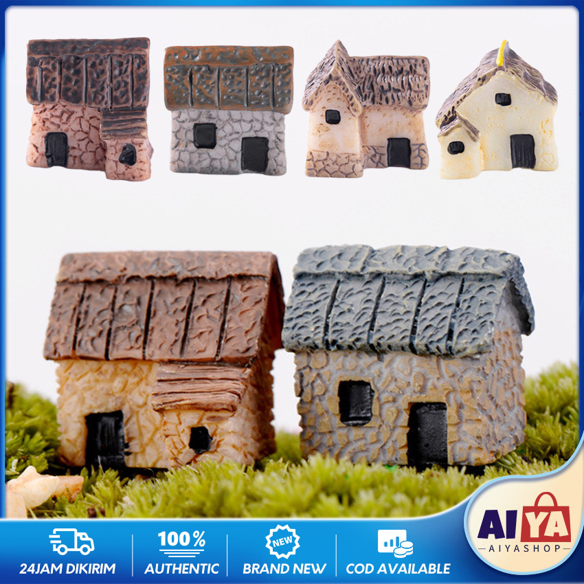 4Pcs Miniatur Micro Rumah Landscape Small House Bonsai Landscape Hiasan