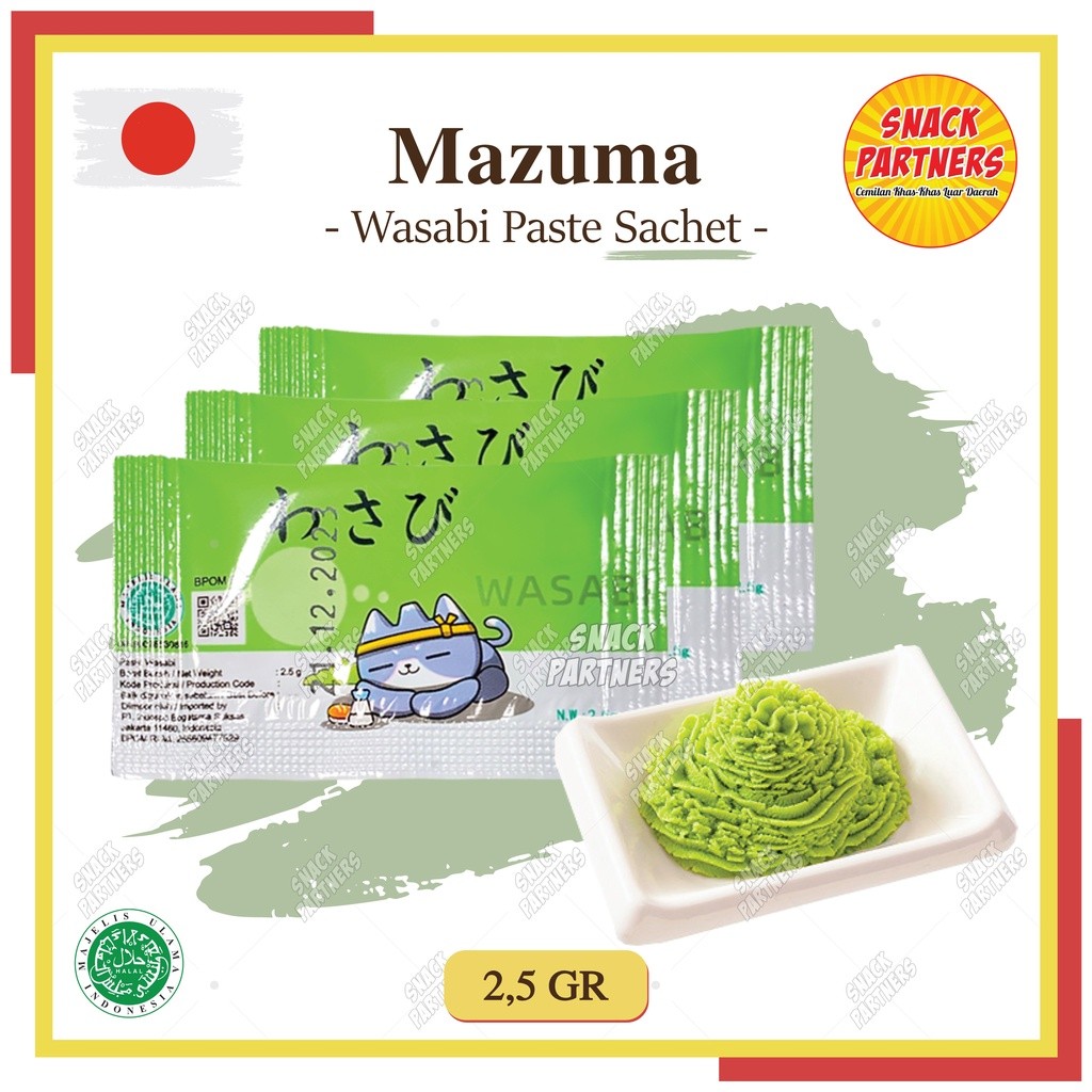 

MAZUMA Wasabi Paste / Neri Wasabi Pasta Sachet 2,5 GR - Bumbu Pedas Khas Jepang Japan HALAL MUI