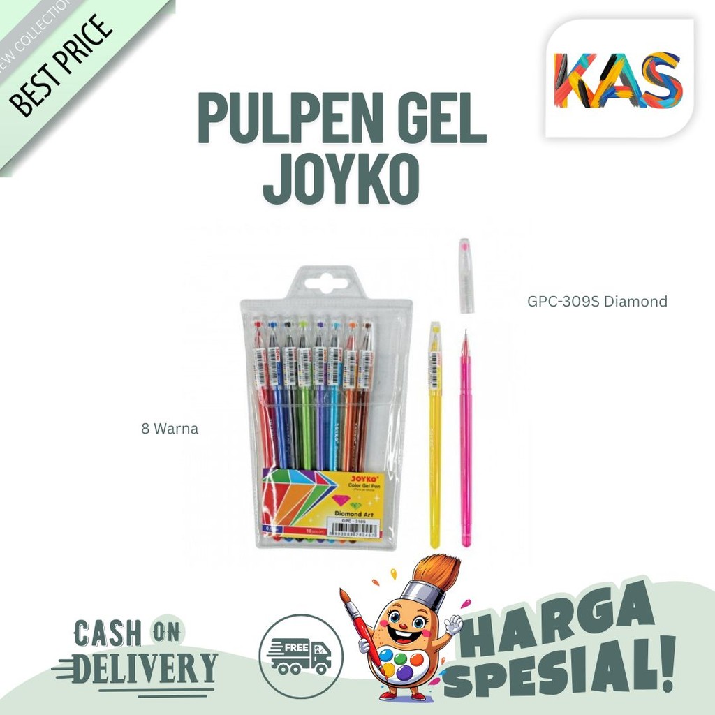 

Pulpen Gel Joyko GPC-309S Diamond 8 Warna 0.5 mm – 1 Set
