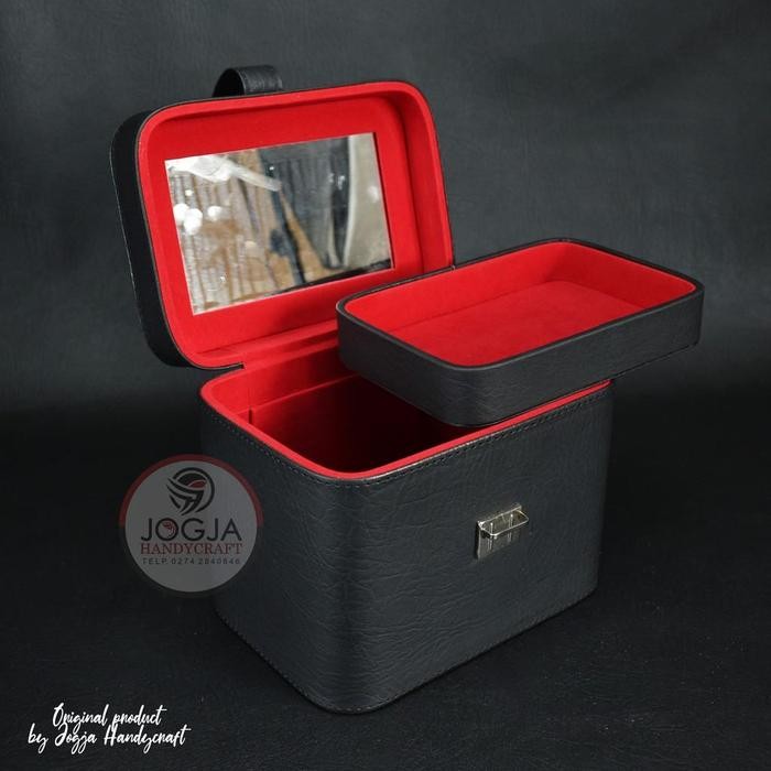 Hardcase Beautycase / Kotak tempat makeup / Tas kosmetik & Hena - Hitam Merah