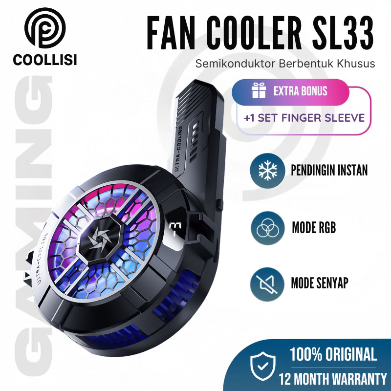 SL33 Fan Cooler Hp Gaming Silent Cooler Magnetic RGB Light Heatsink Pendingin Hp  - Garansi 1 Tahun