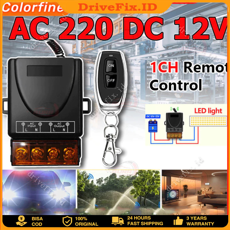 ddd Relay Switch AC 220 DC 12V 1CH Remote Control Saklar on off Remote Control Relay Switch Saklar
