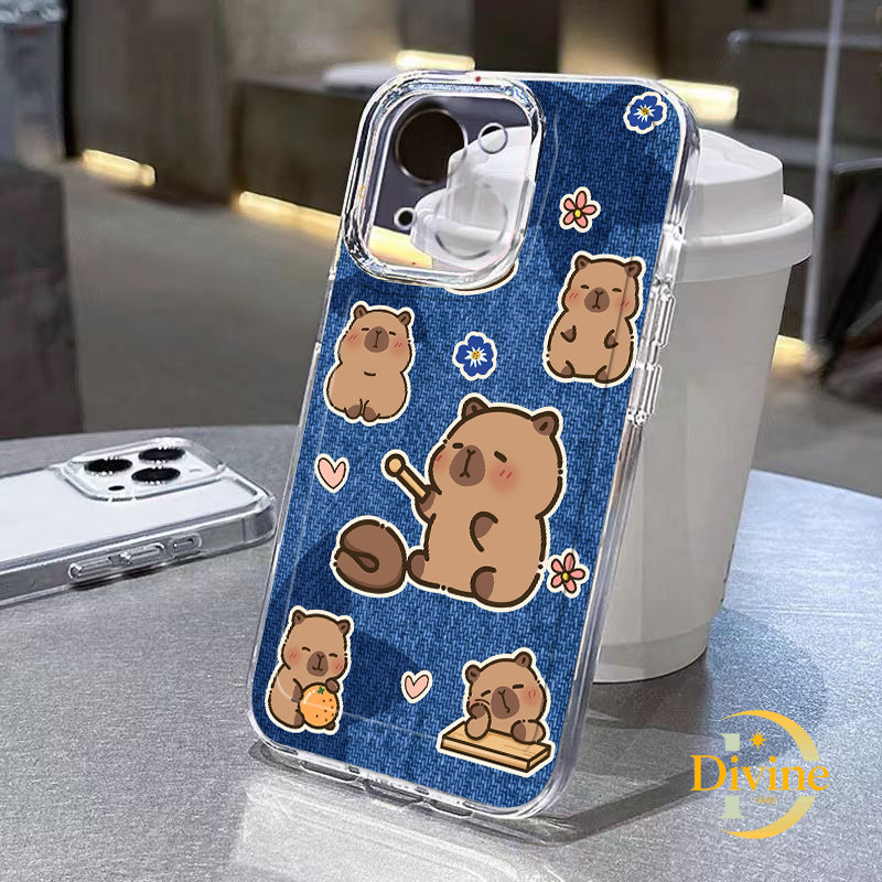 Casing IPhone Kapibara mengetuk ikan kayu TPU Soft Transparan Phone Case untuk IPhone 11 12 13 14 15